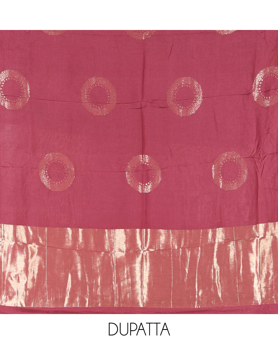 Light Maroon Mul Chanderi Tissue Material Chudidar Set