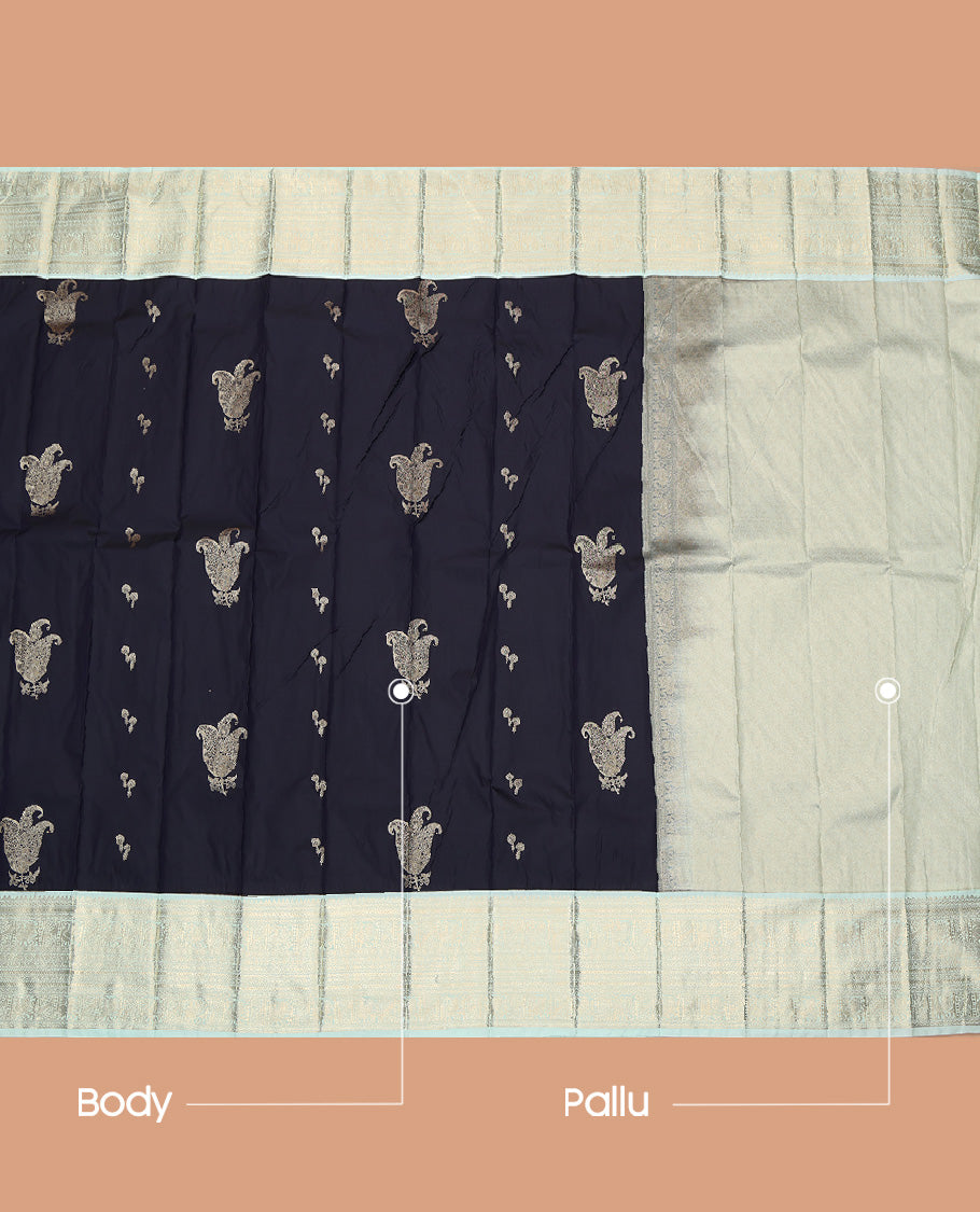 Blue Zari Design Budget Silk Saree