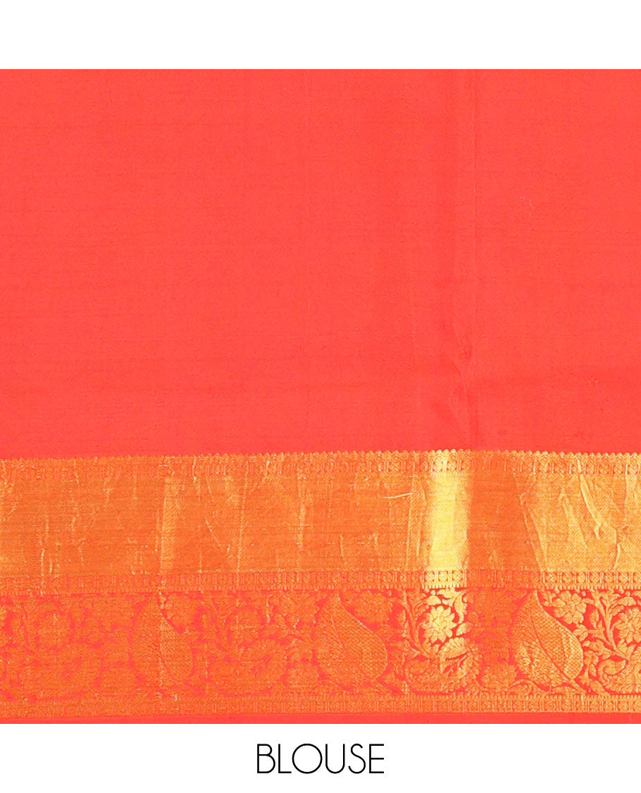 Cream human, floral design kalamari silk saree with contrast zari design border & jaal design pallu