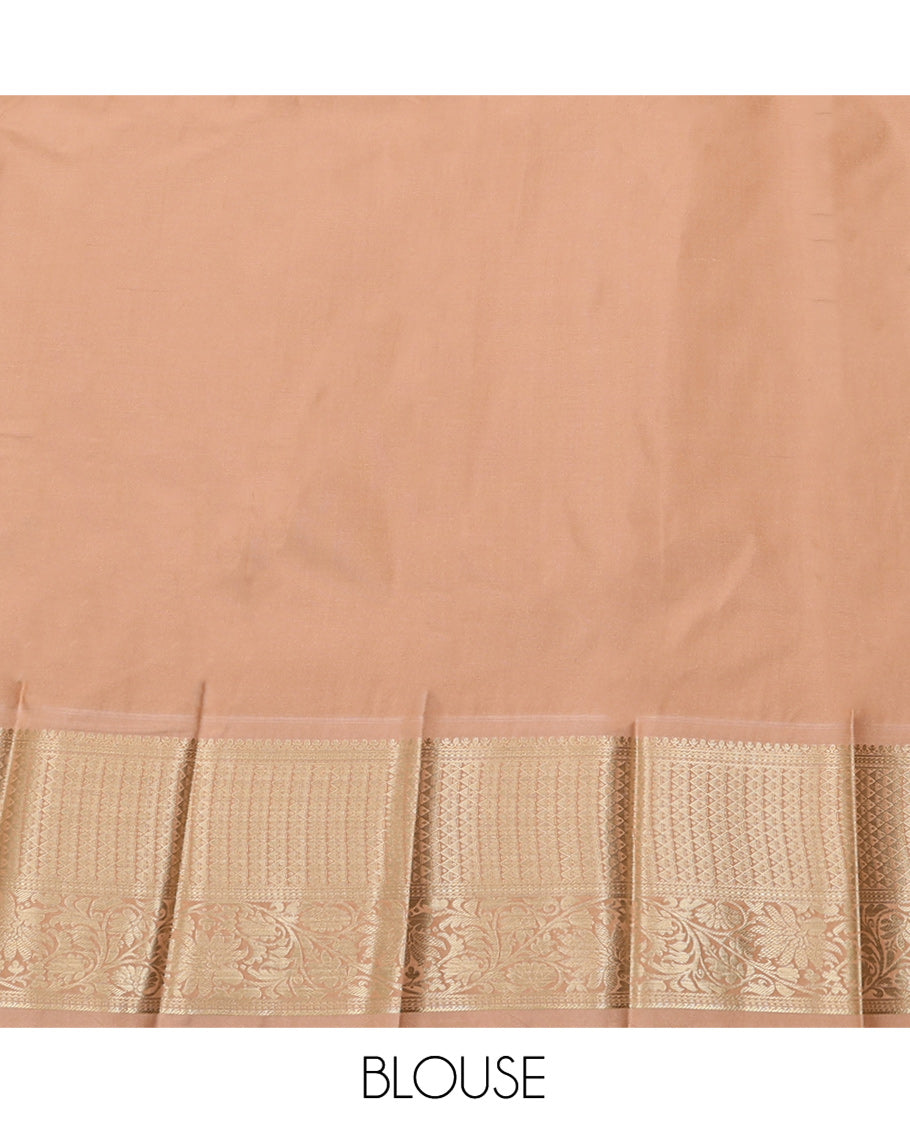 Blue Budget Silk Saree, Adorned with Zari Buttas on Its Body, Complemented by a Contrast Traditional Zari Design Border, Grand Paisley Design Pallu, and Paired with a Contrast Blouse