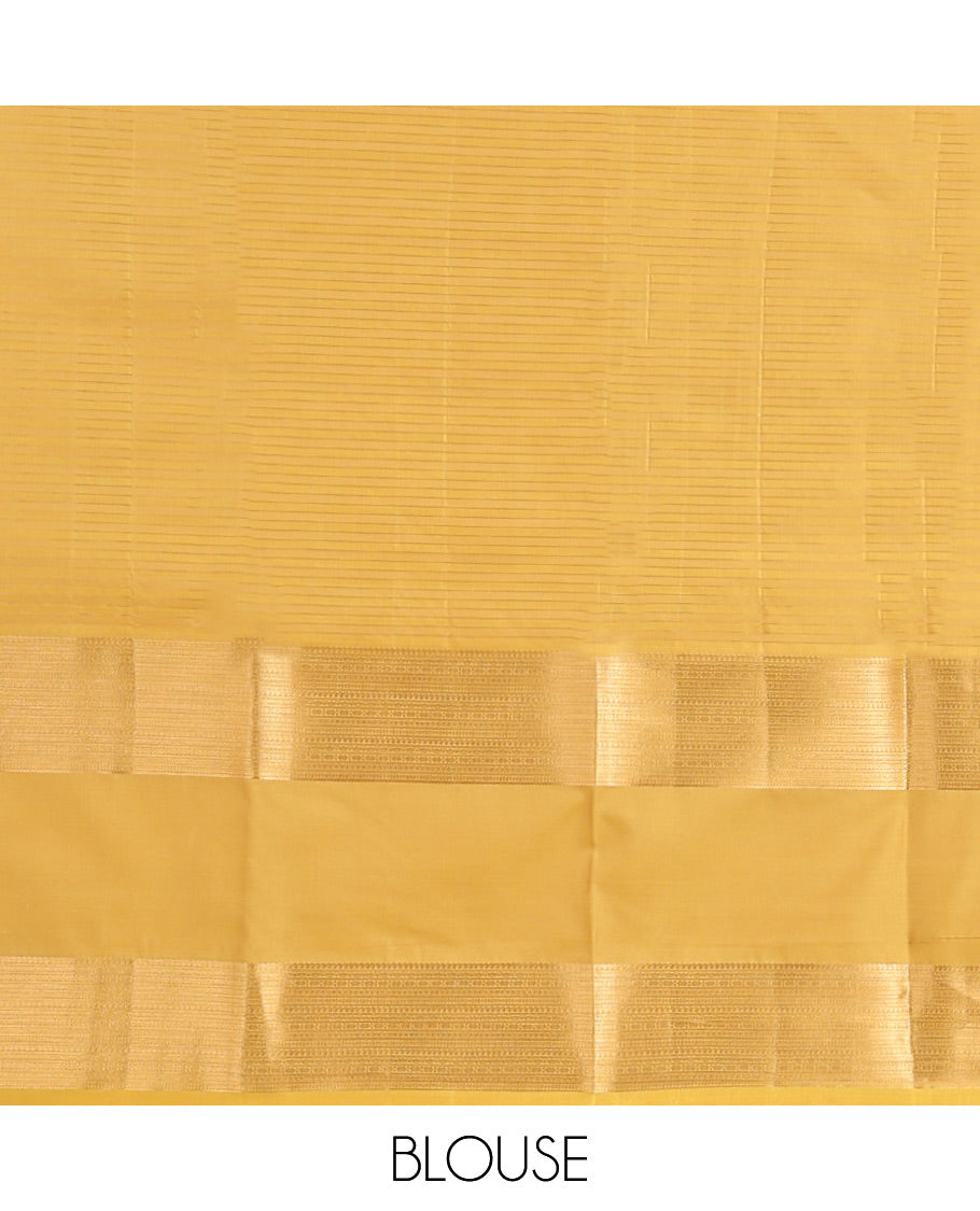 Orange striped design vasundhara elite silk saree with contrast rettai pettu border & floral striped design pallu
