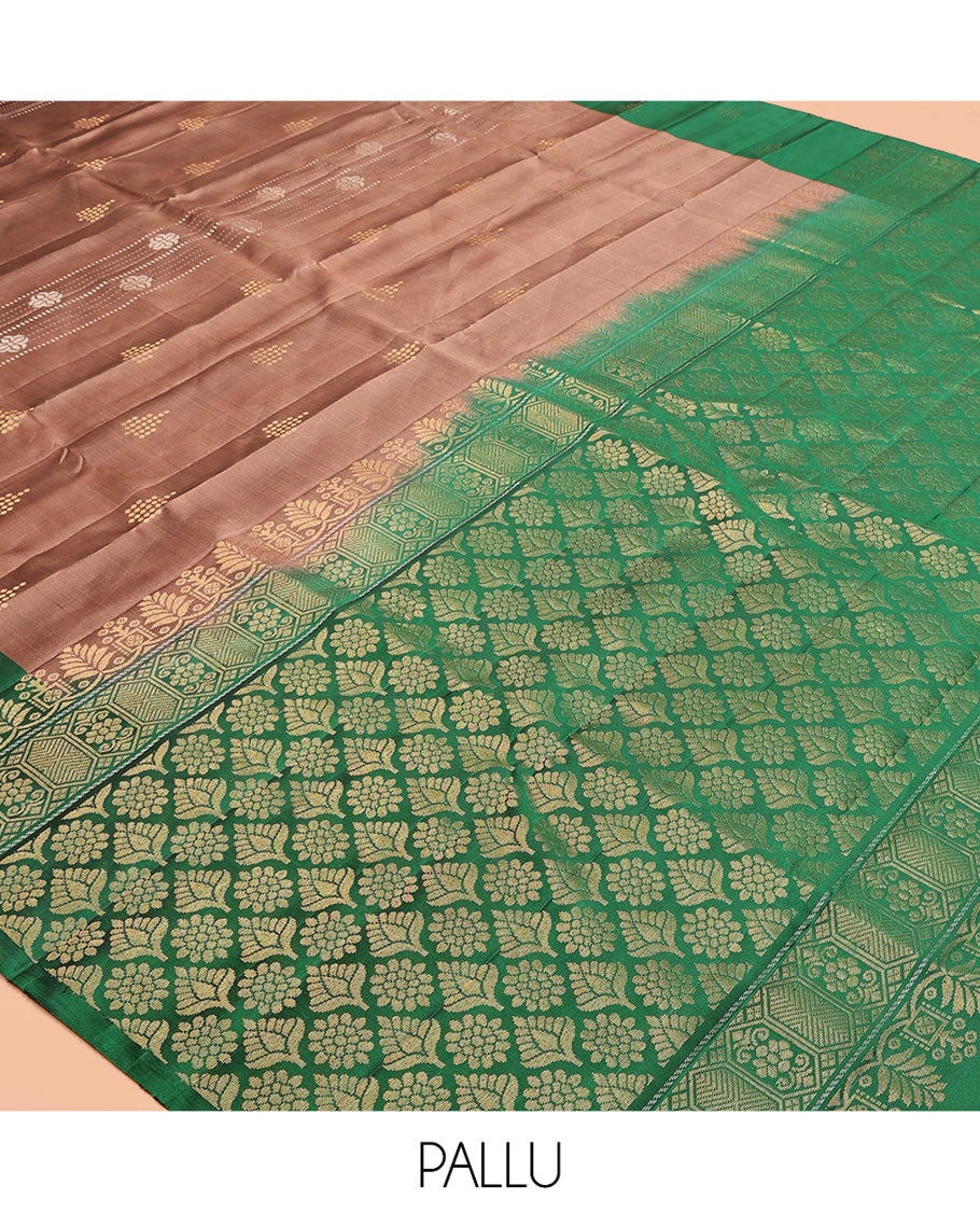 Pale Brown Butta Mayuri Lite Silk Mix Saree