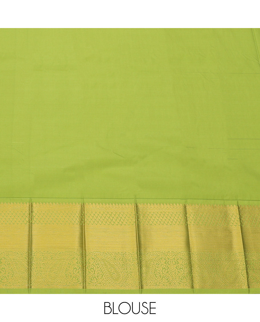 Purple Budget Silk Saree, Detailed with Zari Buttas and Stripes, Complemented by a Contrast Traditional Zari Border, Jaal Pallu, and a Contrast Blouse