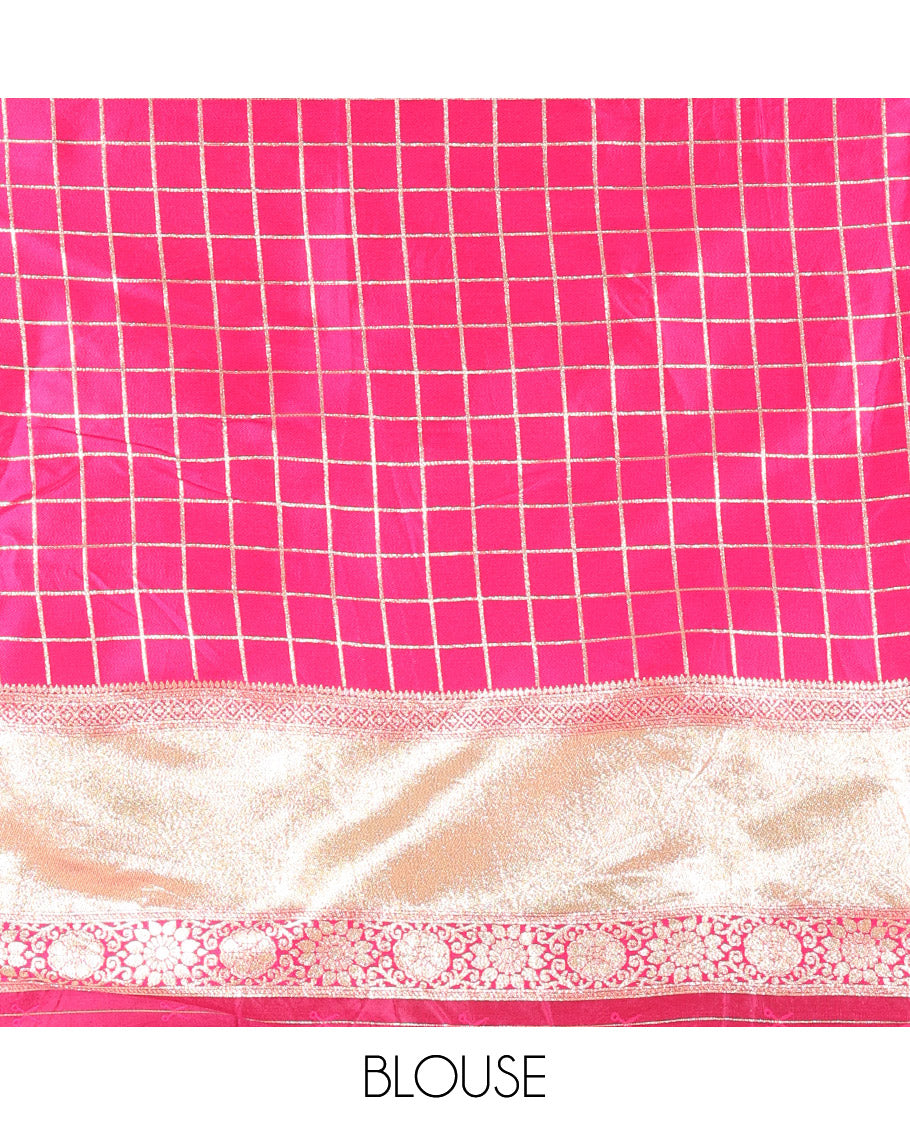 Rani Pink Semi-Silk Half-Saree