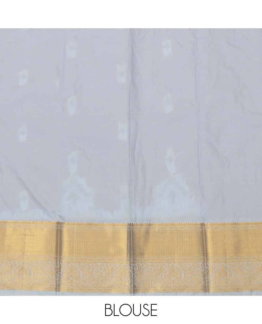 Maroon Budget Silk Saree, Adorned with Zari Buttas, Complemented by a Contrast Traditional Zari Border, Grand Pallu, and Contrast Blouse