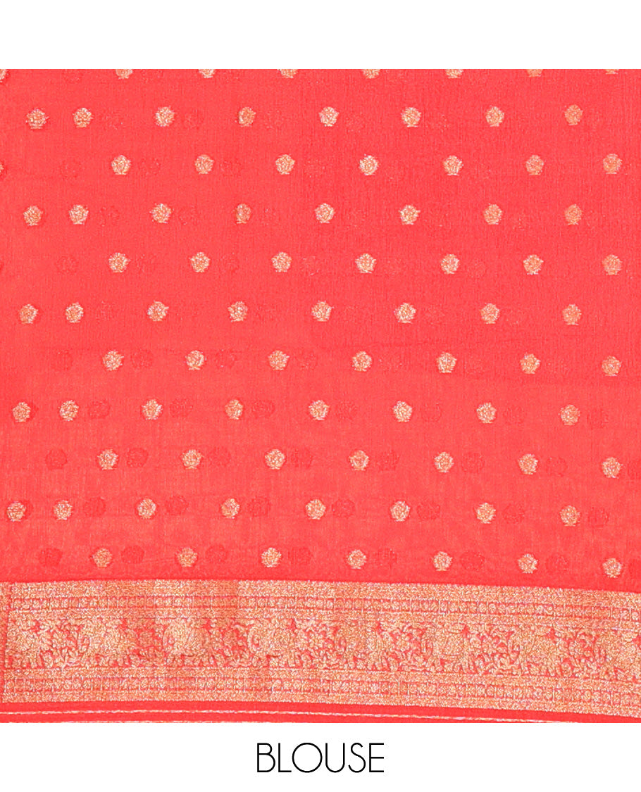 Red Fancy Crepe Saree