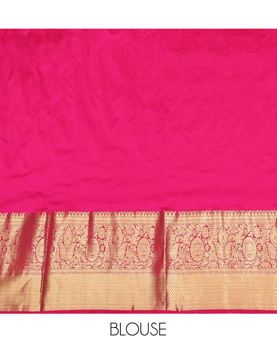 Cantaloupe Color Pure-Silk Half-Saree