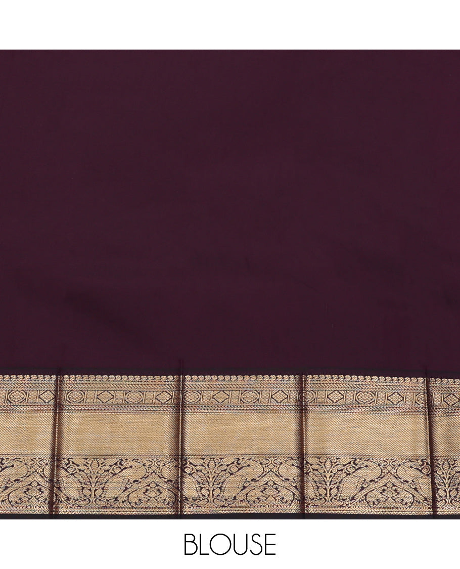 Blue Budget Silk Saree, Detailed with Zari Buttas, Complemented by Contrast Traditional Zari Border, Grand Pallu, and a Contrast Blouse