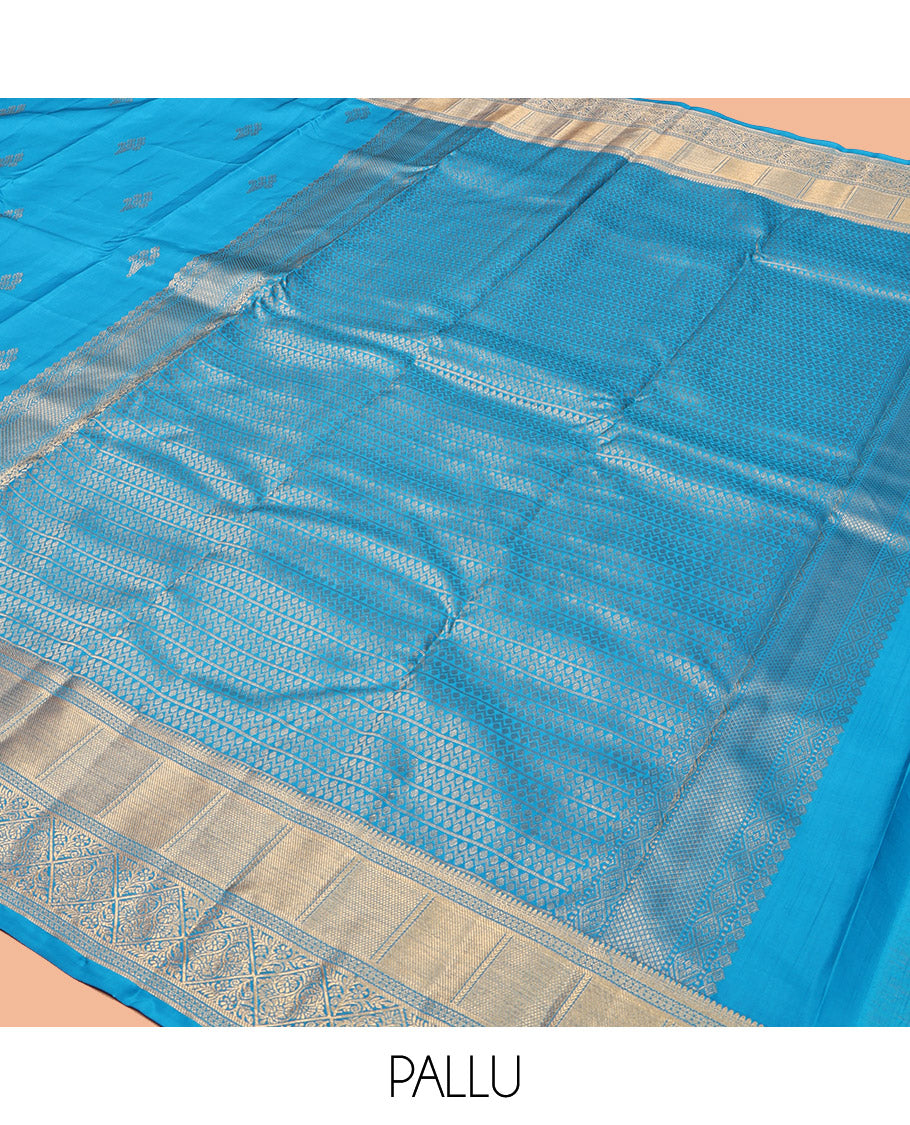 Blue Vasundhara Lite Silk Mix Saree, Elevated with Zari Buttas, Highlighted by Traditional Zari Border, Pallu of Neli Designs, and a Matching Blouse