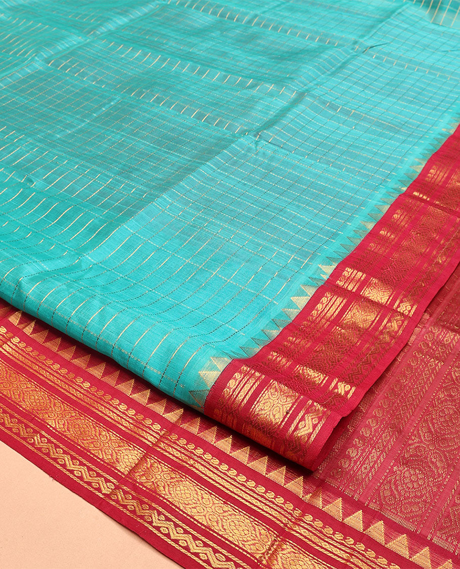 Blue Zari Checks Kuppadam Silk Saree