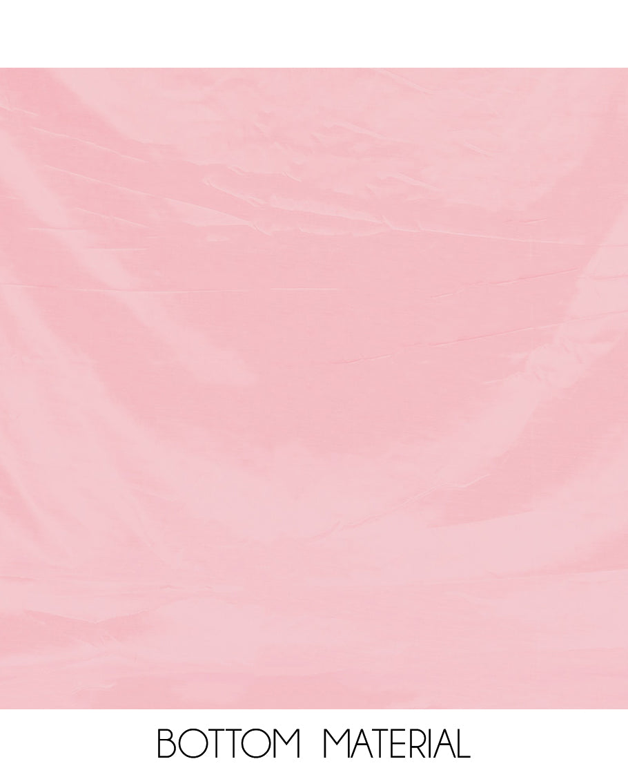 Pink Rose Net Kota Material Churidar Features Dancing Girl Motif Printed Top, a Plain Bottom, a Dancing Girl Motif Printed Dupatta