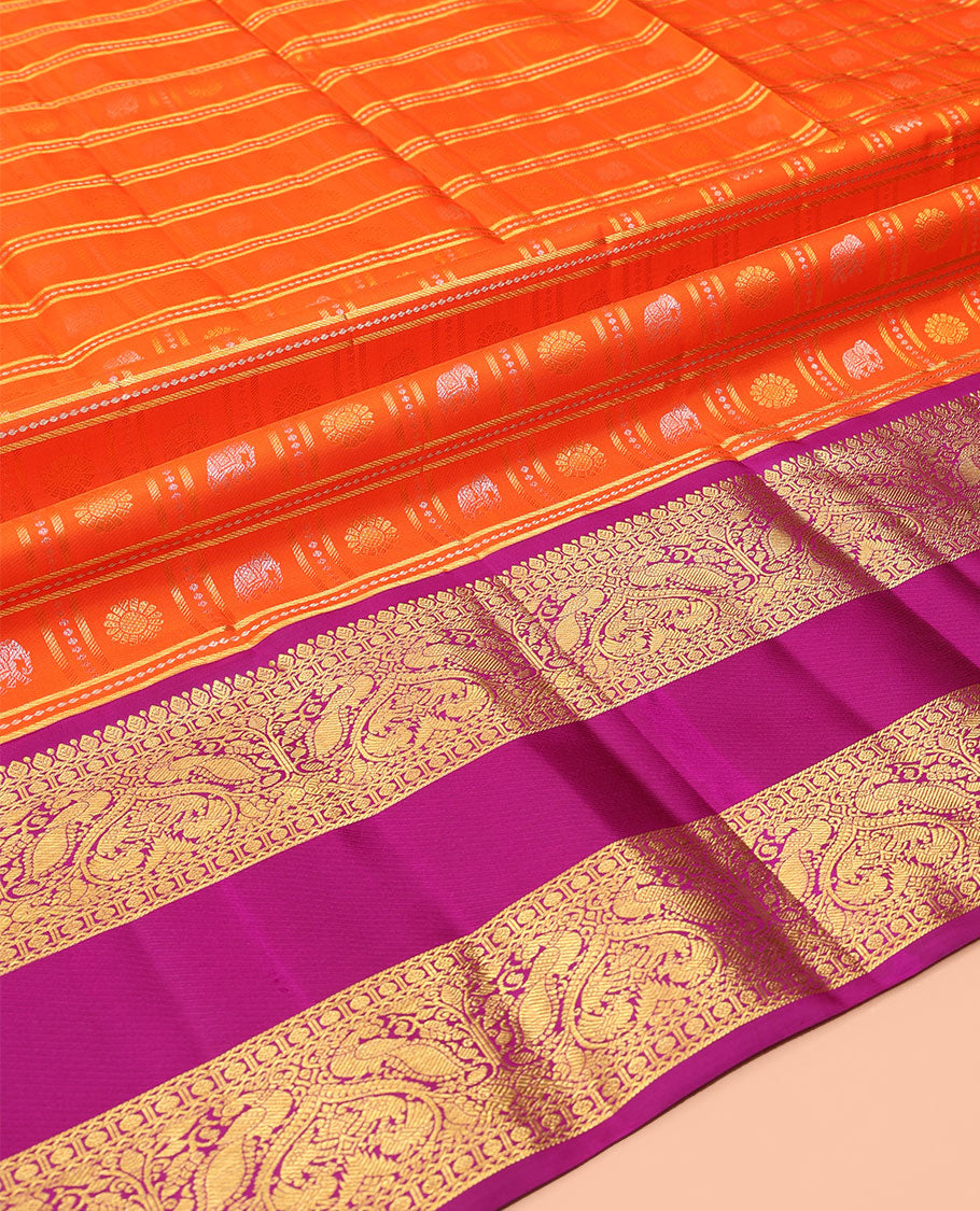 Orange Pure Silk Half-Saree
