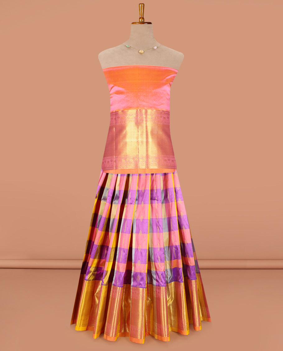 Multi-Color Pure Silk Navarathna Pavadai Material Set