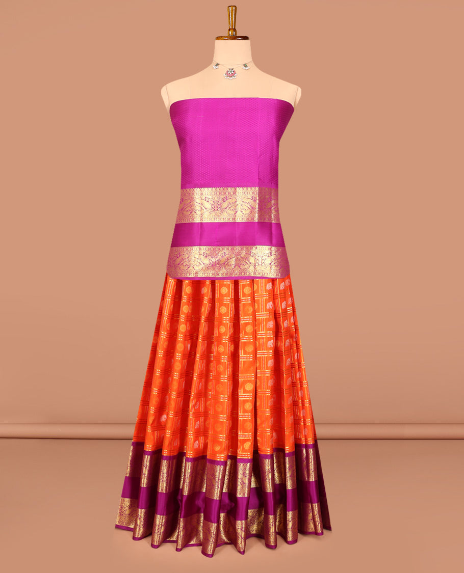 Orange Pure Silk Half-Saree