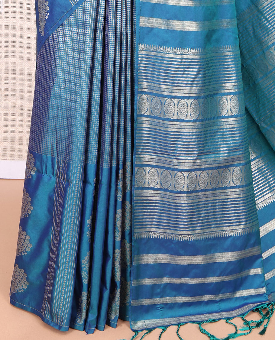 Borderless Blue Budget Silk Saree