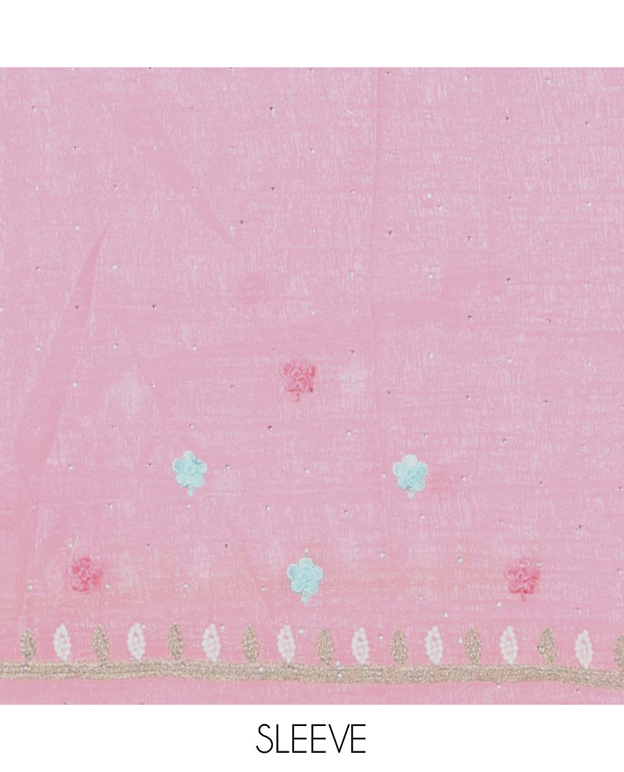 Baby Pink Fendi Crushed Chiffon Saree