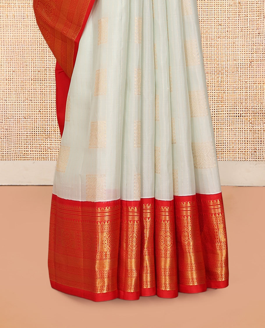 Off-White Zari Buttas Vasundhara Lite Silk Mix Saree, a Contrast Traditional Border, Contrast Blouse