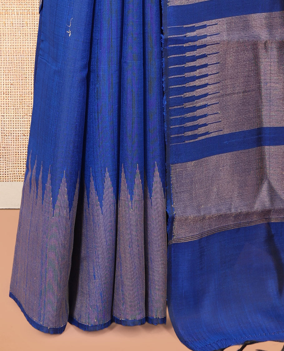 Blue Plain Dupion Saree