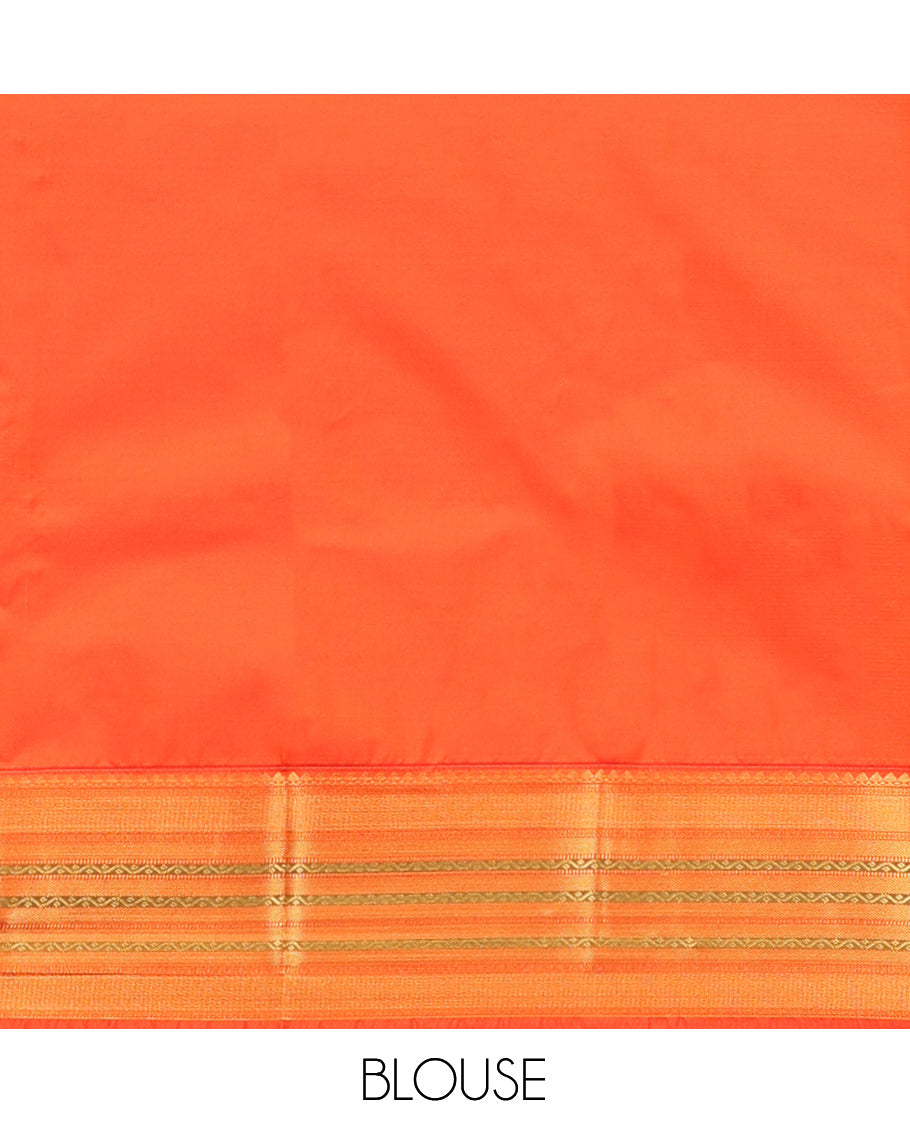 Grey Budget Silk Saree, Woven with Stripes and Buttas, Contrast Traditional Zari Border, Intricate Pallu, and a Contrast Blouse