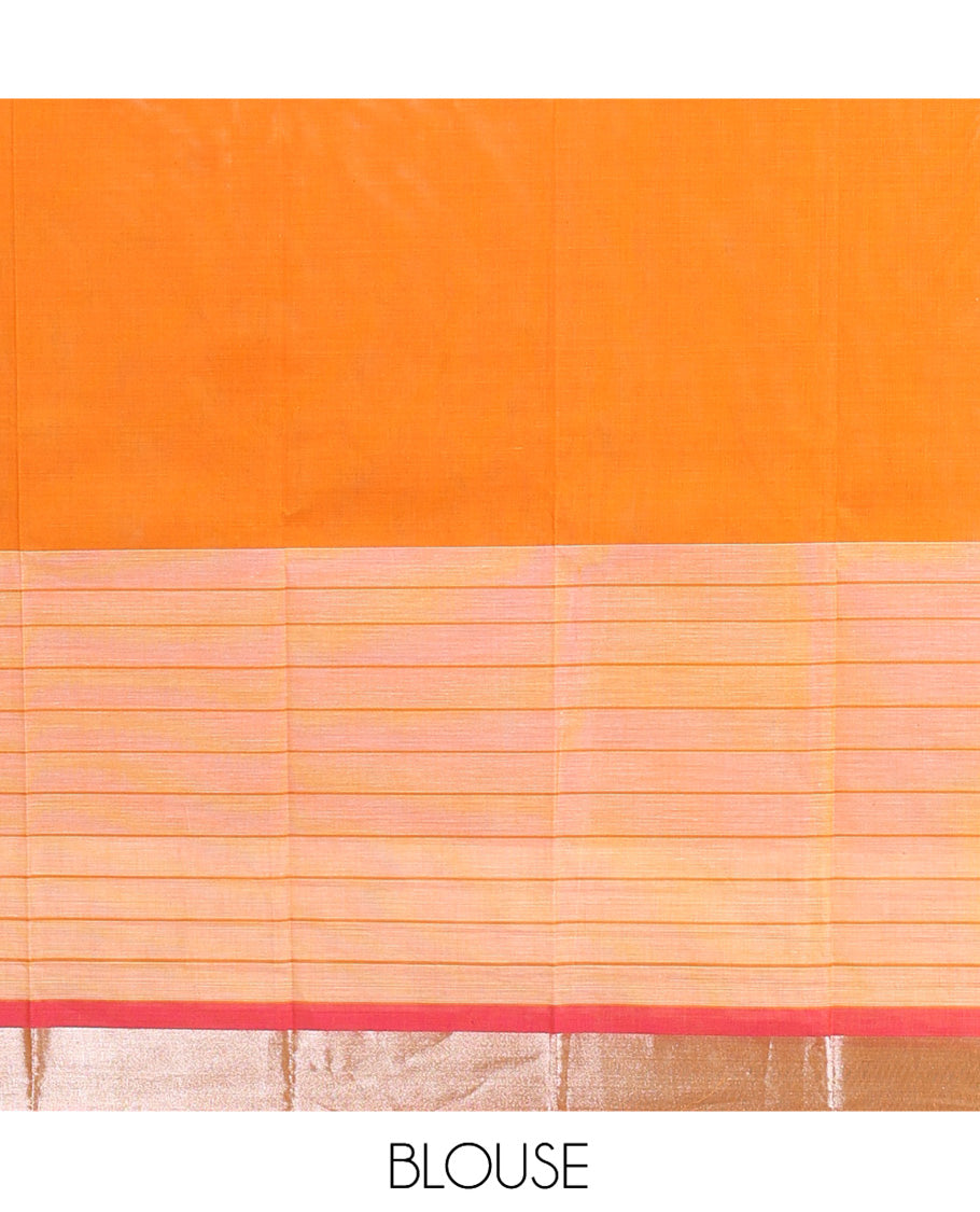 Mustard Plain Handloom Mercerised Cotton Saree