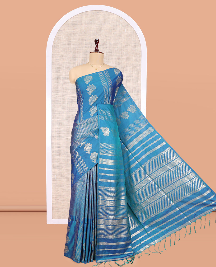 Borderless Blue Budget Silk Saree