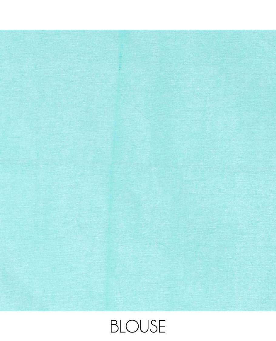 Borderless Sea Green Mul Cotton Saree, Subtly Sparkled With Big Sequins Work On Its Body, a Self-Pallu and Paired with a Matching Blouse