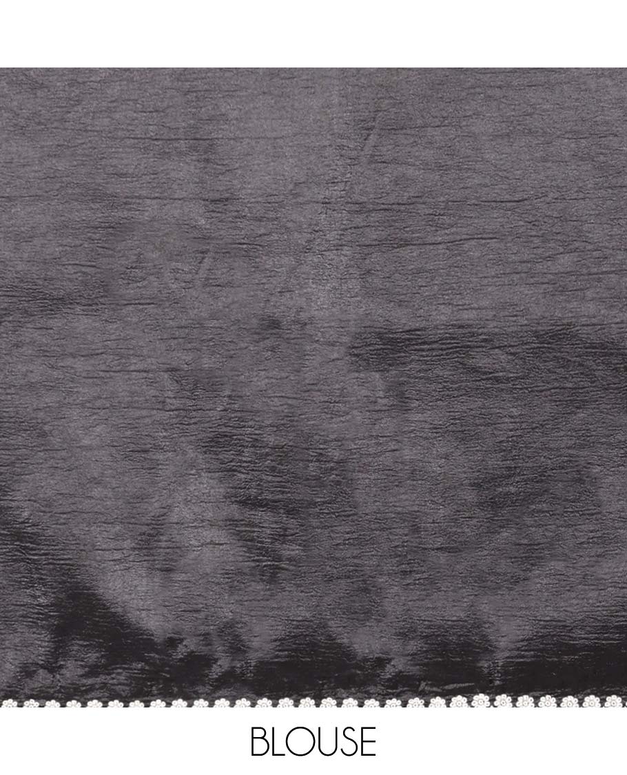 Pink Crushed Tissue saree with scallop motif border and intricate motif embroidery pallu