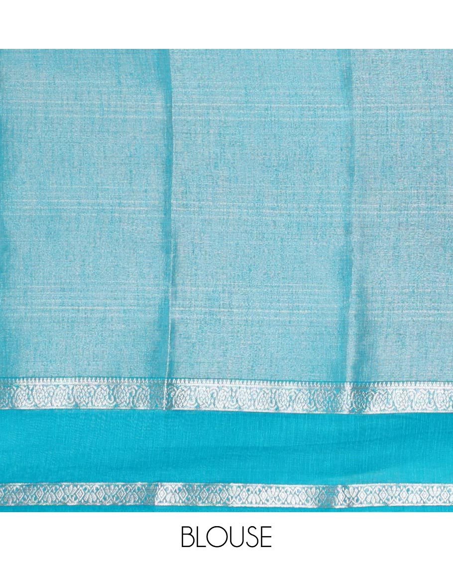 Neavy Blue plain design Tissue silk saree, contrast traditional zari border of bentex design & lined pallu with tassels