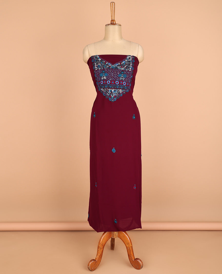 dusty crape color chudidhar material challa flower print georgette top with santoon material pants & challa work dupatta