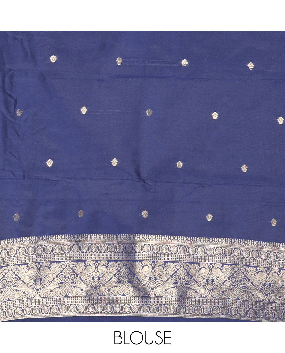 Pista Green Litchi Saree Features Buttas and Checks, Contrast Traditional Peacock Border, Intricate Pallu, and a Contrast Blouse