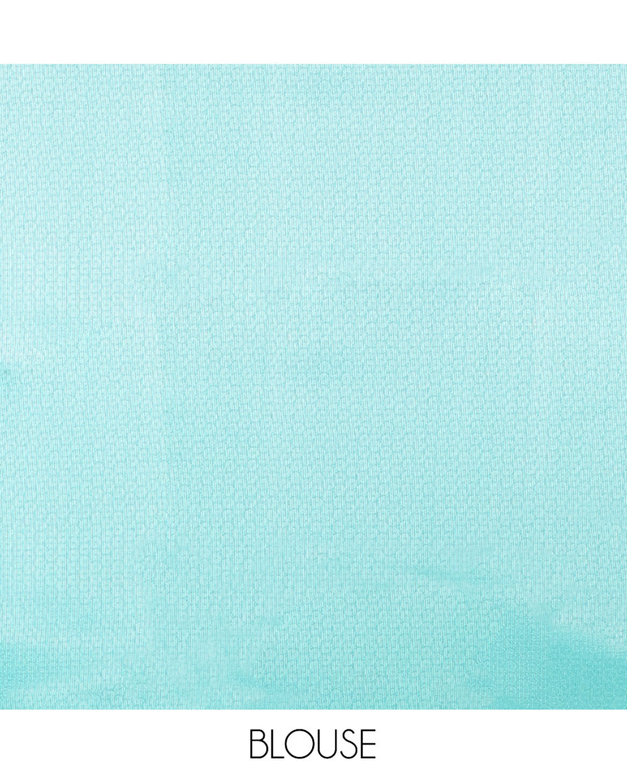 Blue Kanchi Silk Saree, Decked Up with Checked Design on Its Body, Highlighted by a Self-Border of Diamond Patterns, Pallu Steeped with Buttas, and Paired with a Matching Blouse