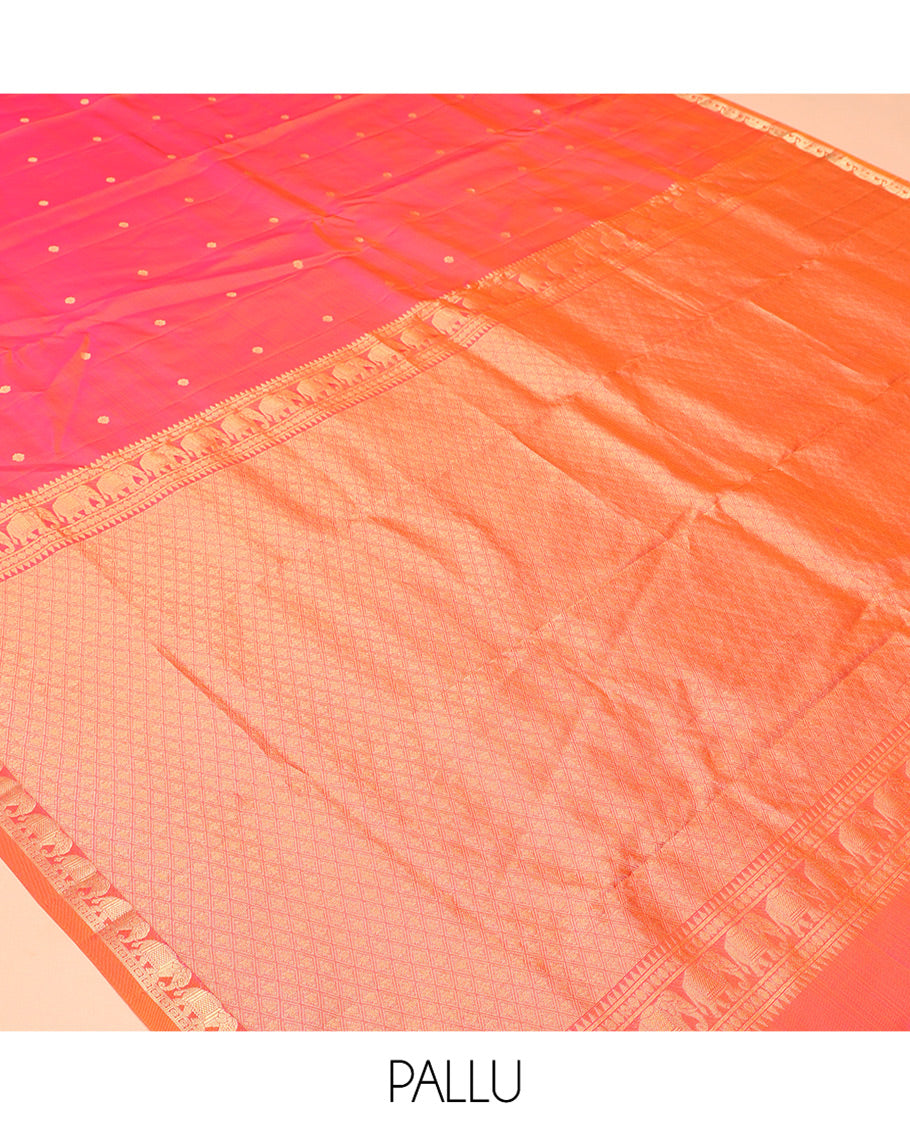 Orange-Pink Zari Butta Vasundhara Silk Saree