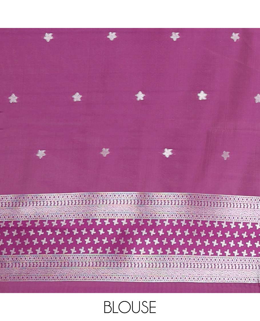 Beige checked, floraldesign litchi silk saree with contrast zari design border & floral zari design pallu