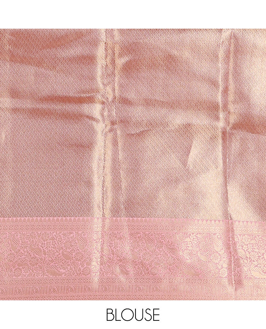 Jyothika pink floral thread embroidery celebrity tissue saree, floral vine multi-color thread embroidered border & embroidery pallu