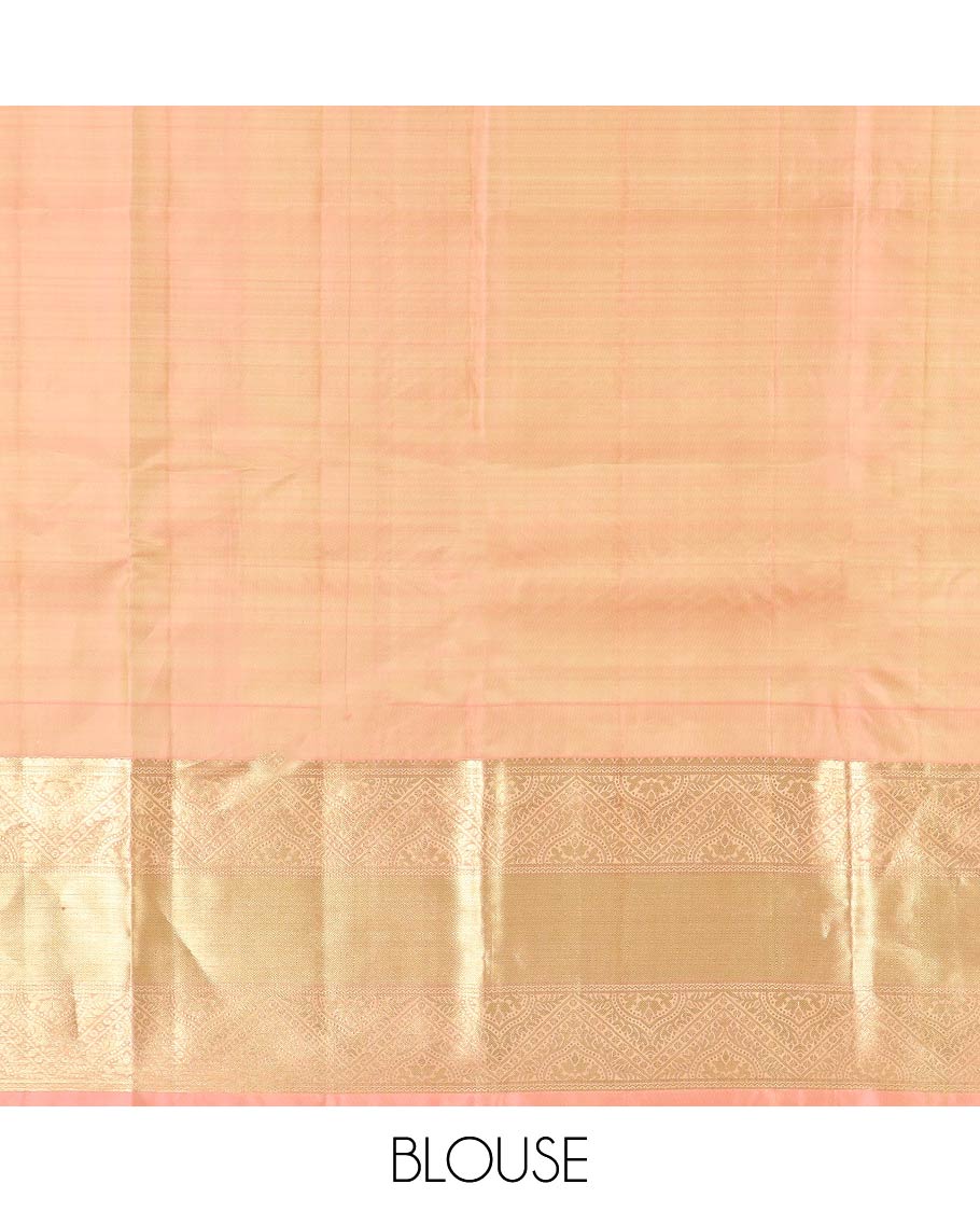 Mint green checked silk saree with contrast intricate zari design border & leaf jaal design pallu