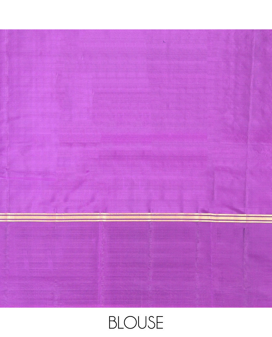 Purple Vasundhara Lite Silk Mix Saree, Elegantly Designed with Mayil and Chakram Buttas On Its Body, Complemented by Contrast Border of Mayil and Chakram Designs, Floral Design Pallu and Paired with a Contrast Blouse