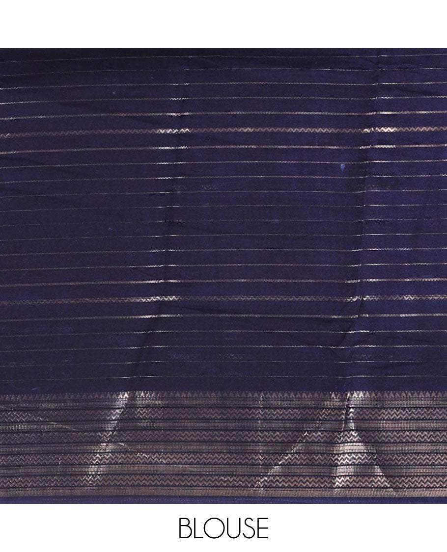 Onion pink horizontal zari striped moss chiffon saree, contrast traditional zari border, striped pallu, and a contrast zari design blouse