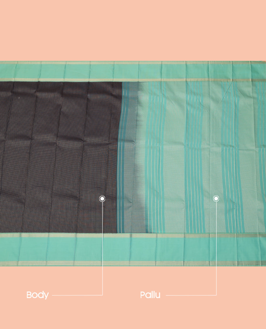 Blue Budget Silk Saree, Beautifully Bedecked with Muthu Stripes, a Contrast Traditional Zari Rettai Pettu Border, Grand Pallu, and a Contrast Blouse