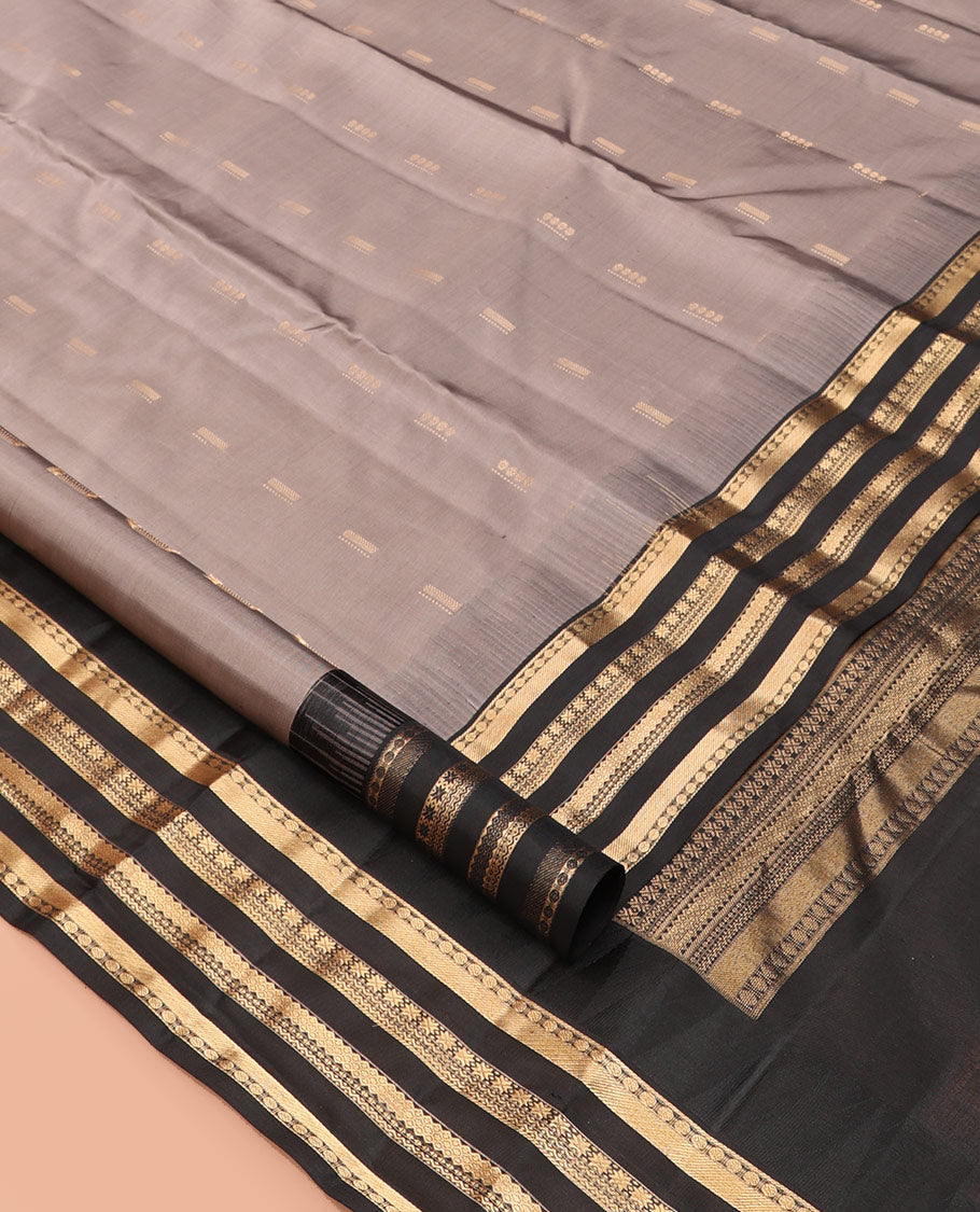 Grey Buttas Vasundhara Lite Silkmix Saree, a Contrast Varisai Pettu Border, Grand Pallu, Contrast Blouse