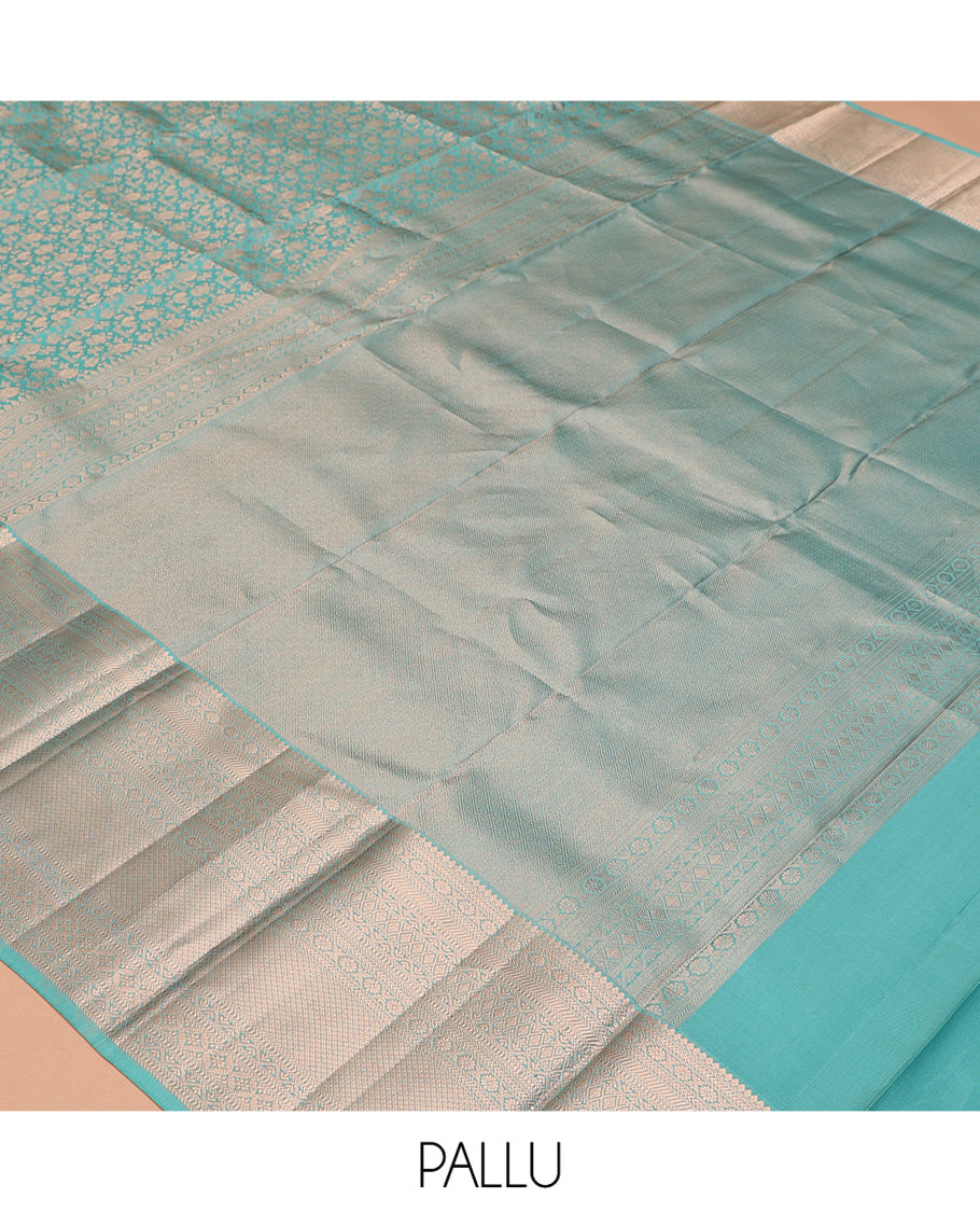 Blue Jacquard Kanchipuram Wedding Silk Saree