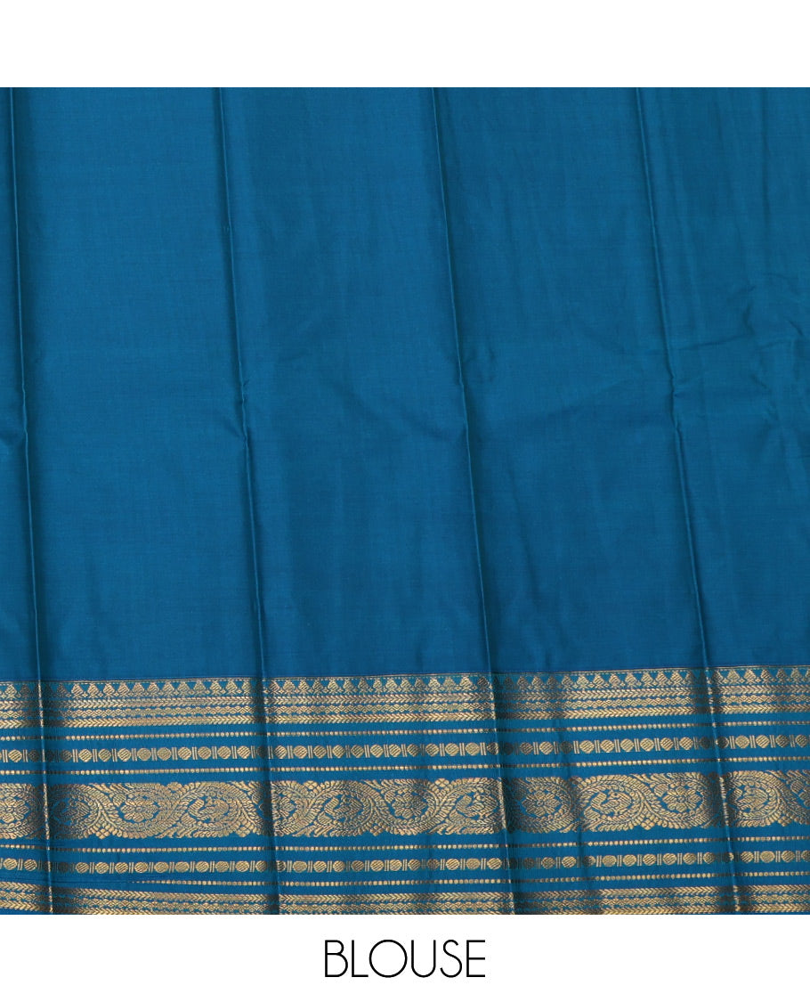 Red Budget Silk Saree, Graced with Zari Buttas All Over Its Body, Complemented by a Contrast Traditional Zari Border, Grand Geometric-Patterned Pallu, and Paired with a Contrast Blouse
