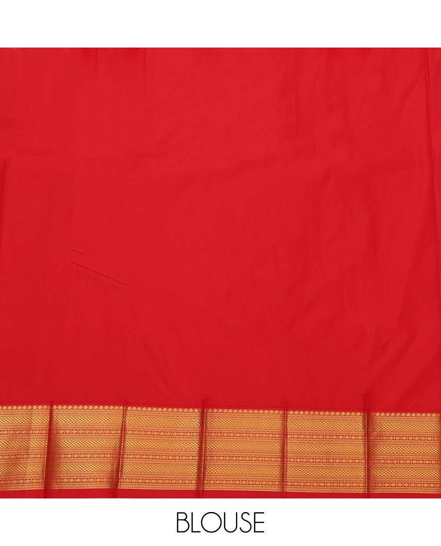 Peach Budget Silk Saree, Adorned with Zari Buttas and Stripes, Complemented by a Contrast Traditional Zari Border, Grand Pallu, and Contrast Blouse