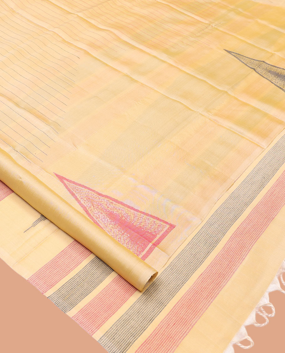 Borderless Sandal Mayuri Lite Silk Mix Saree