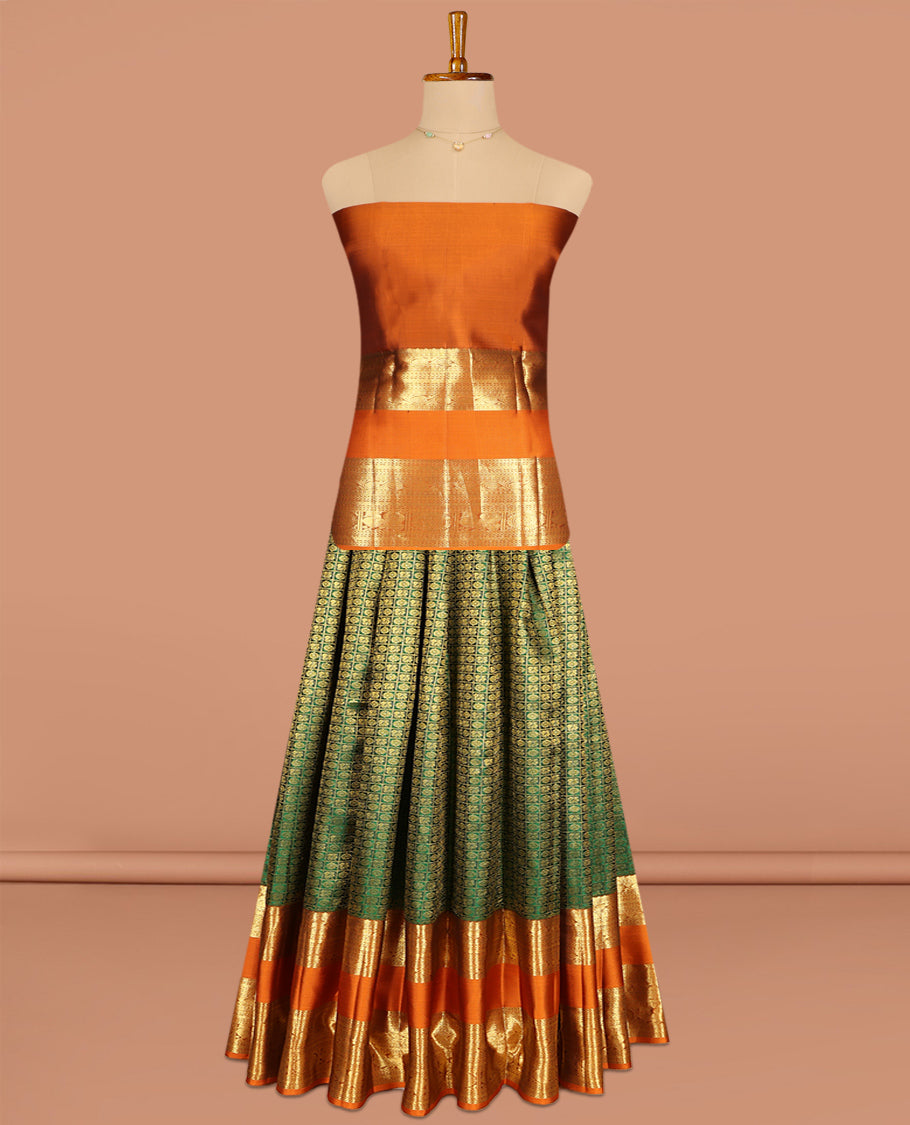 Green Pure Silk Pavadai Material Set