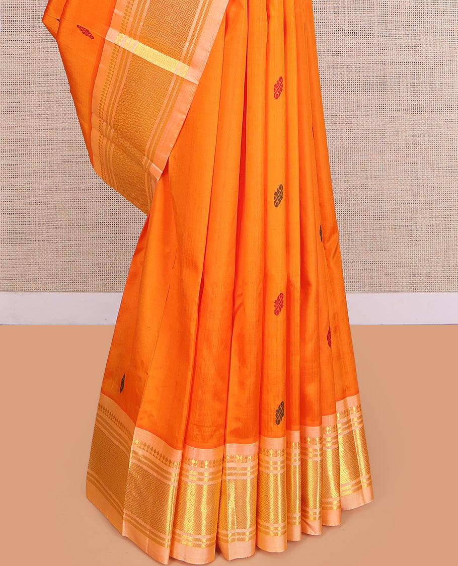 Orange Thread Butta Kanchipuram Silk Saree