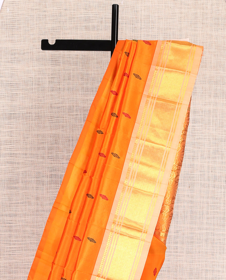 Orange Thread Butta Kanchipuram Silk Saree