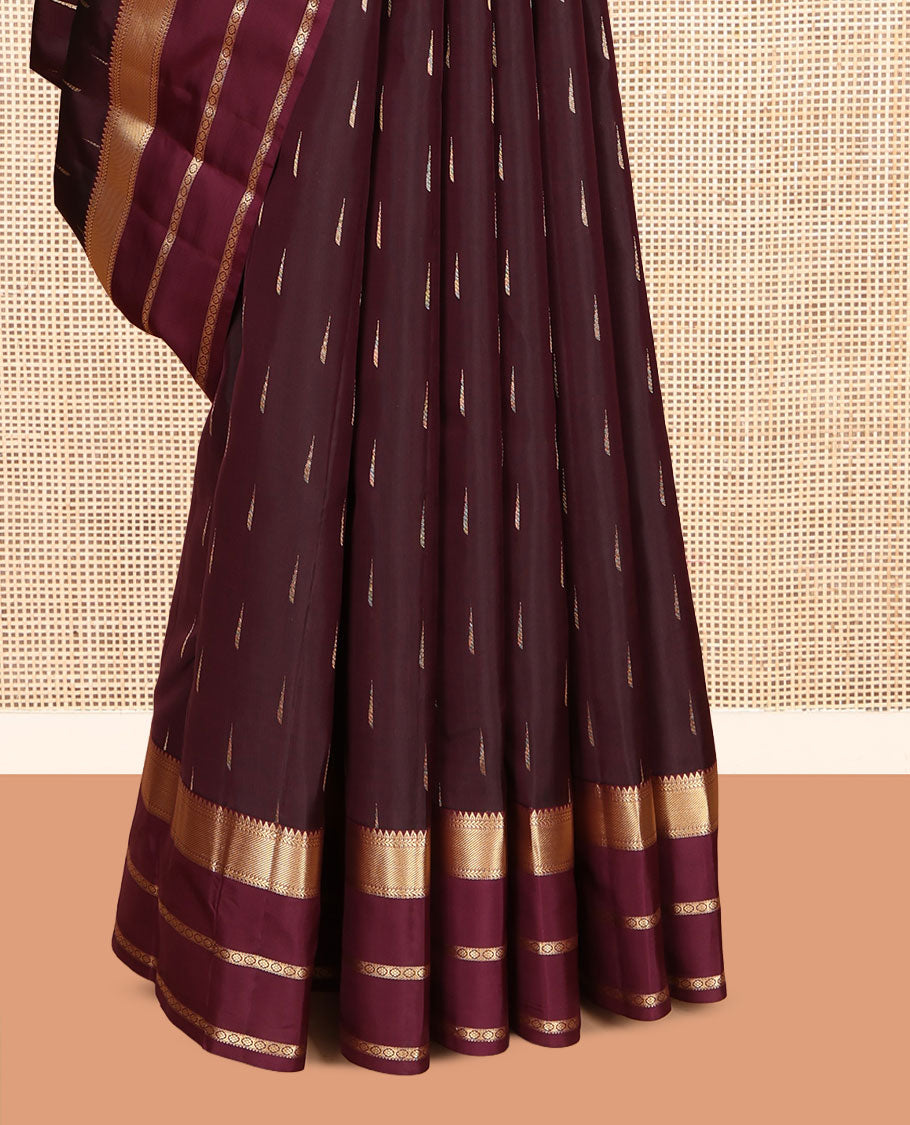 Maroon Vasundhara Lite Silk Mix Saree, Woven with Malli Mokku Buttas, a Contrast Border of Rekku, Kathir, and Kamalam Designs, Grand Pallu, and a Contrast Blouse