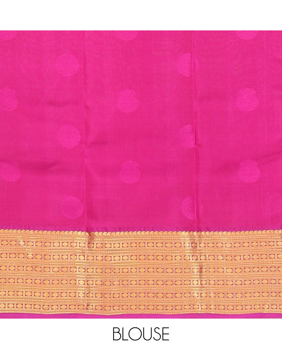 Blue zari buttas Vasundhara elite silksaree, contrast border of manga mokku,muthu,kathir,banaras & poun & scallop pallu