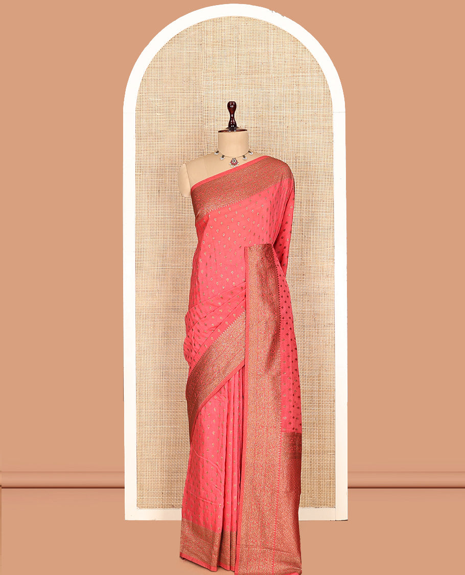 Dark Peach Fancy Crepe Saree