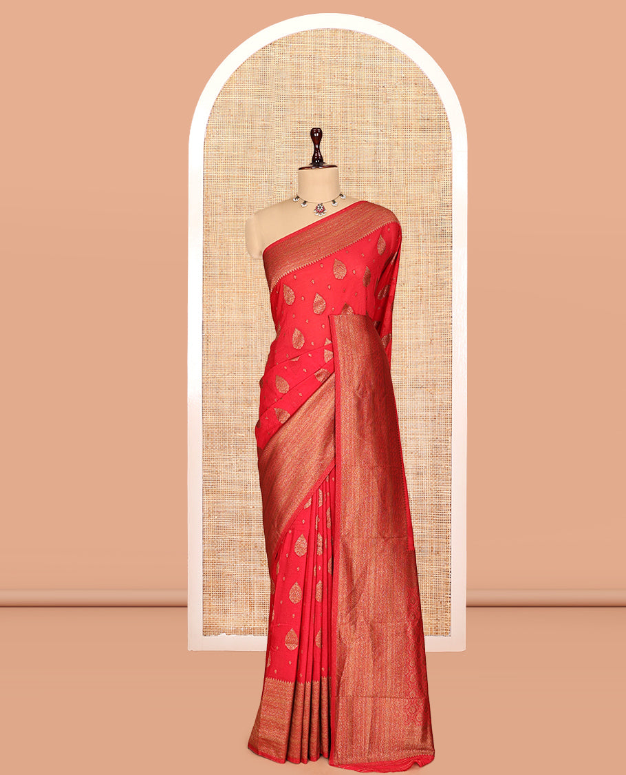 Red Fancy Crepe Saree